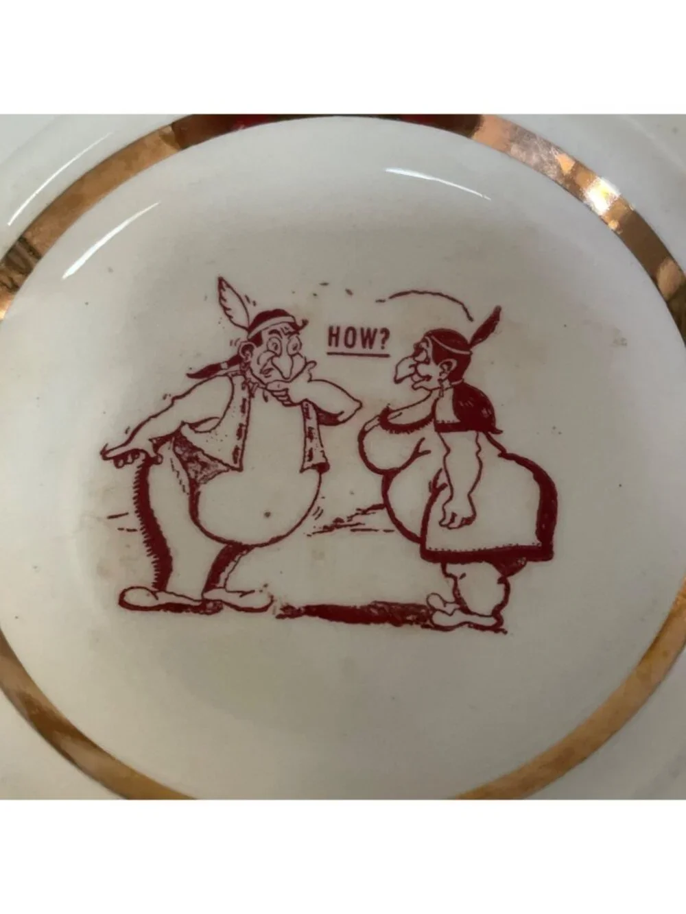 Vintage Ceramic Ashtray With Gold Trim Risqué Adult Humor